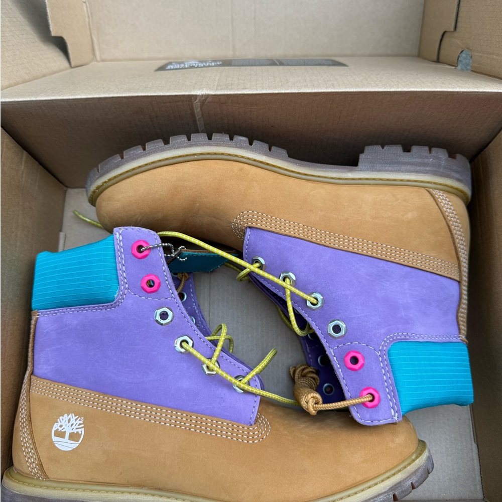 Timberland purple, blue and Tan Boots